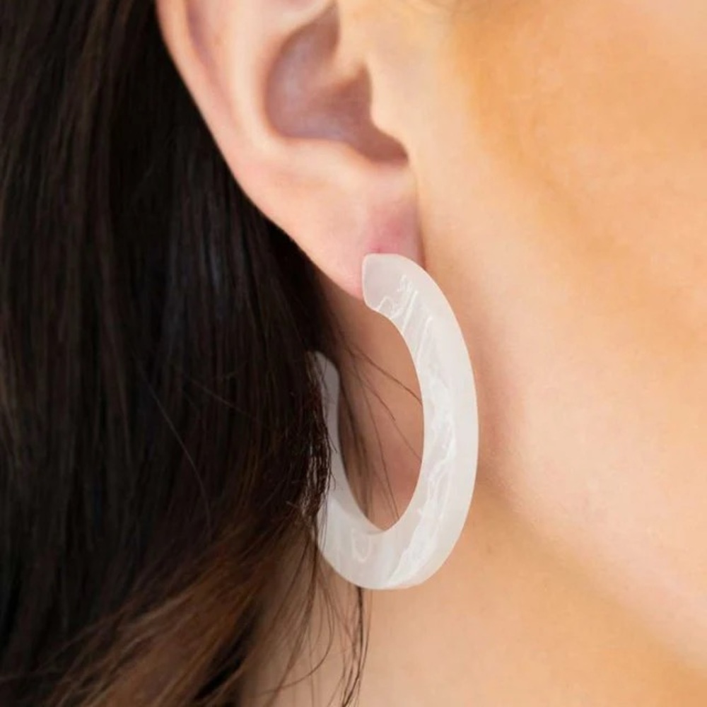Oceanside Oasis white earrings paparazzi